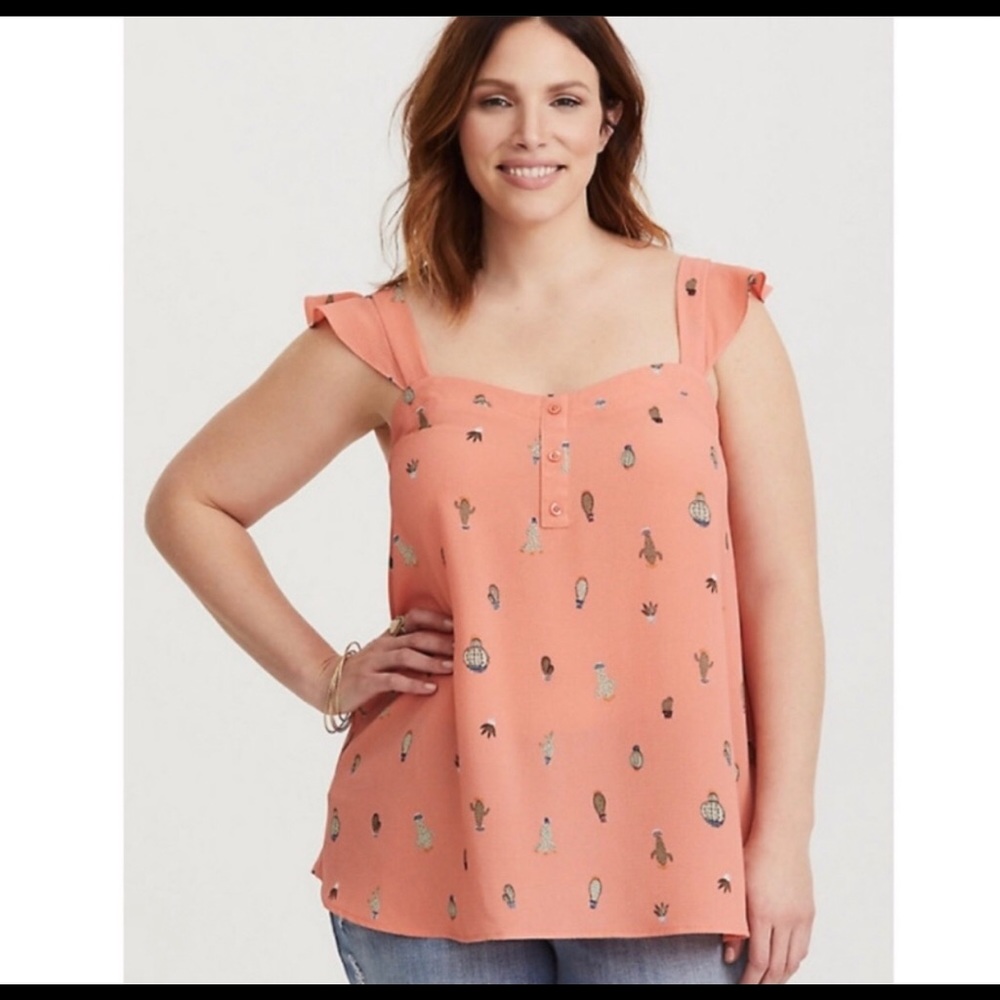 Torrid Peach Colored Cactus Blouse